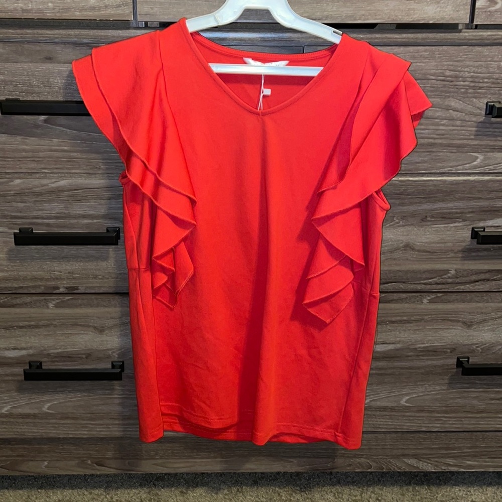 Medium, Red/orange blouse; brand- spring